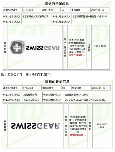 瑞士军刀和中国瑞士军刀就“红底十字”商标打官司